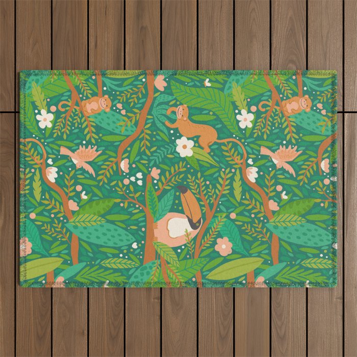 Joyful Jungle - Green Outdoor Rug