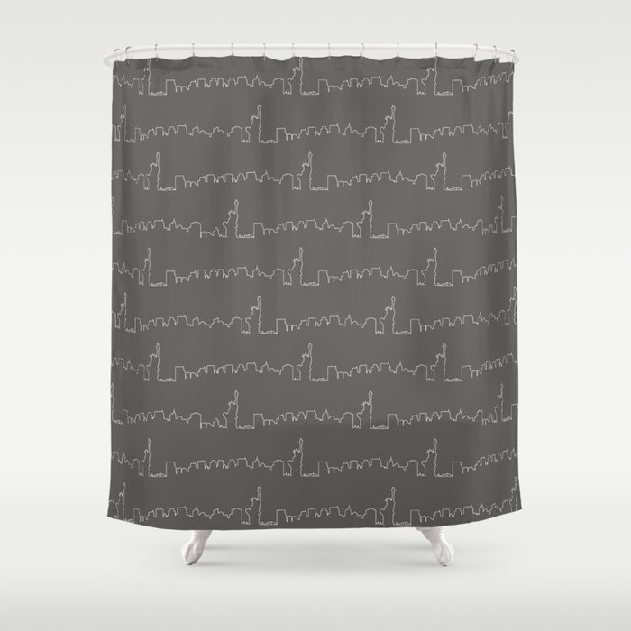 New York Skyline Charcoal Grey Shower Curtain By