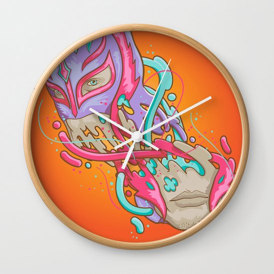 Happily melting Rey Mysterio Wall Clock