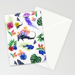 tropical shark pattern Stationery Cards