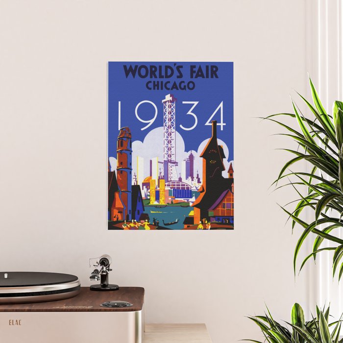 Chicago World's Fair 1934 Vintage Style Travel Poster 24x36 