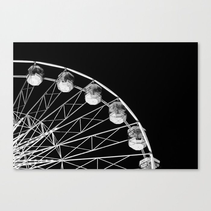 La Grande Roue de Nancy | Ferris wheel | Black and white minimal photo Canvas Print