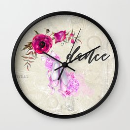 Dance with Ballet Shoes with a Floral Poppy Frame Wall Clock