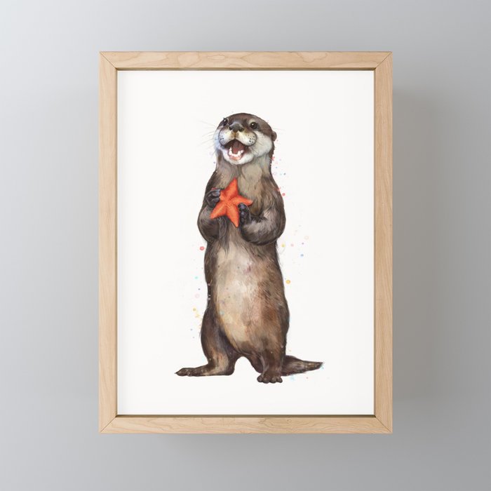 Otterly Delighted Otter Framed Mini Art Print