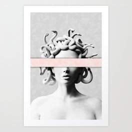 Medusa portrait Art Print | Painting, Medusa, Myth, Gorgo, Penink, Grey, Pink, Illustration, Ancientgreek, Gorgon 