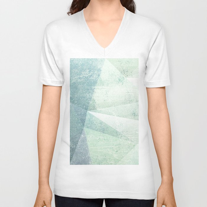 Frozen Geometry - Teal & Turquoise V Neck T Shirt