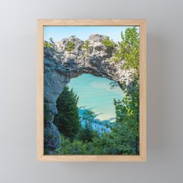 Looking at Lake Michigan through Arch Rock on Mackinac Island in Michigan Framed Mini Art Print