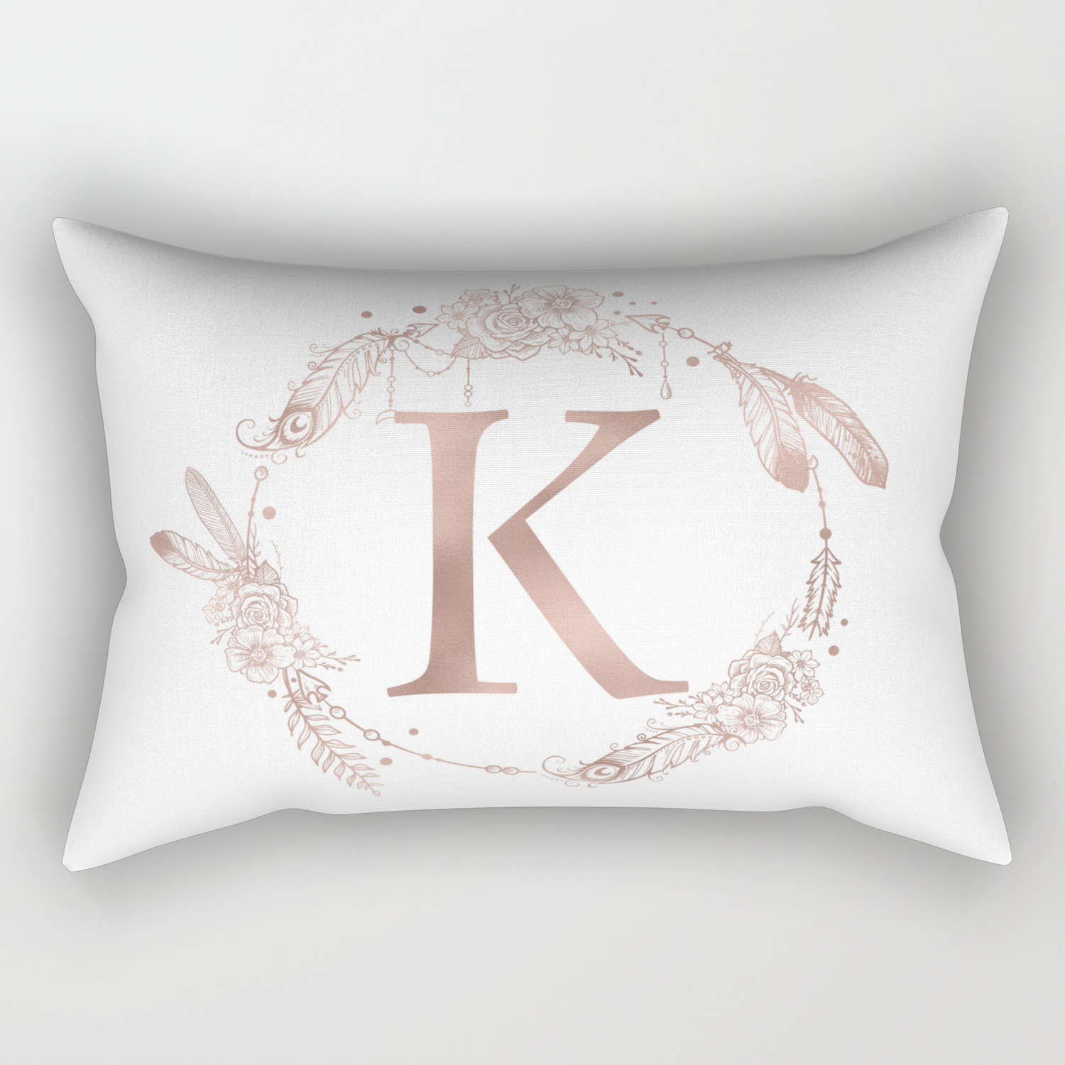 Letter K Rose Gold Pink Initial Monogram Rectangular Pillow By Naturemagick Society6