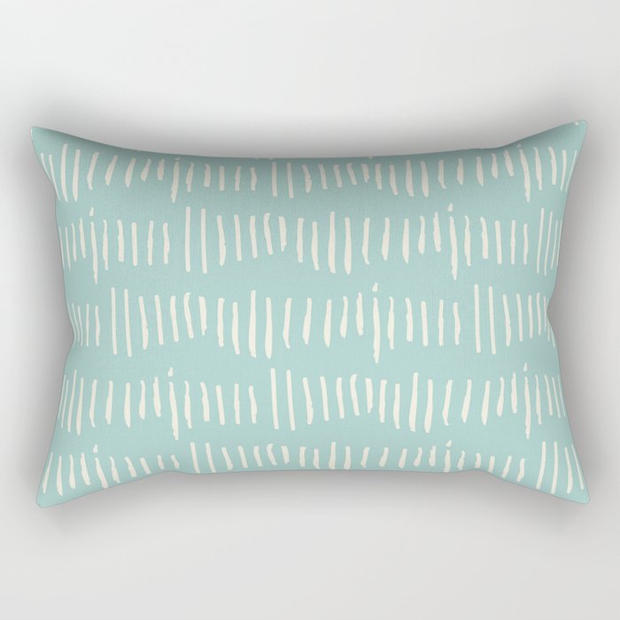 Vintage green ivory abstract brushstrokes stripes Rectangular Pillow