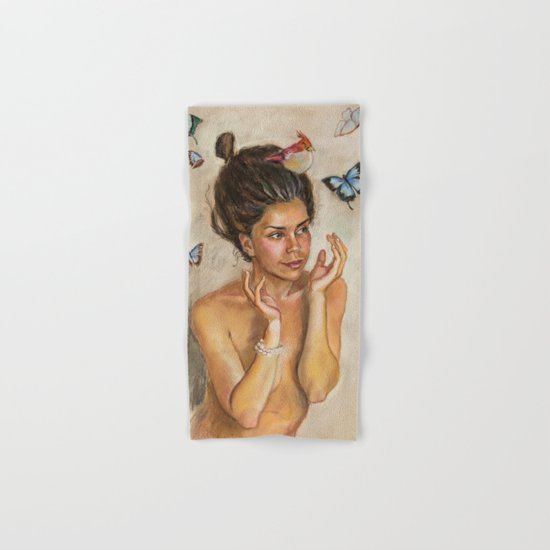 Girl with butterflies Hand & Bath Towel