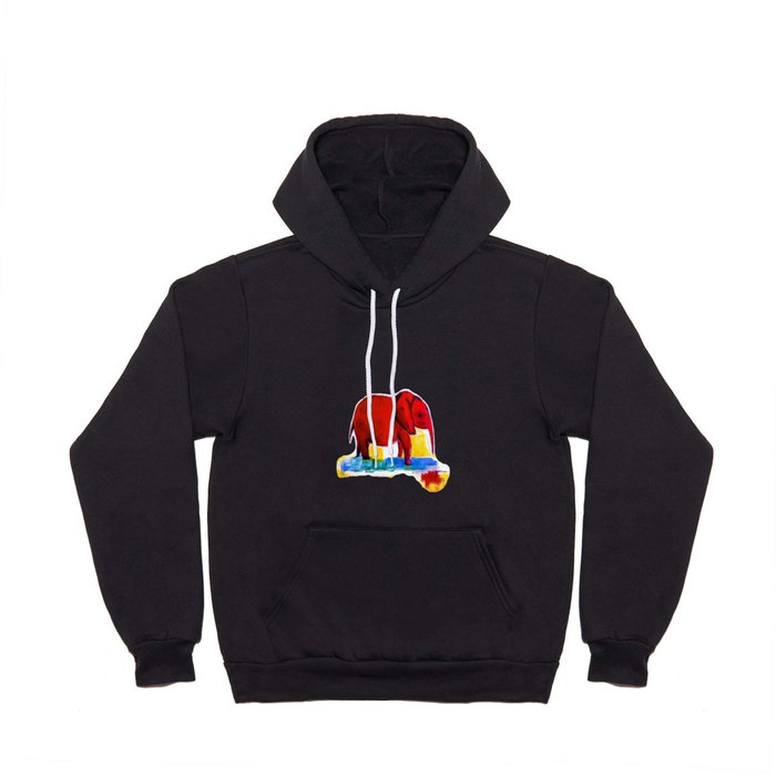 Unique Red Elephant Still Life Painting on Canvas Hoody