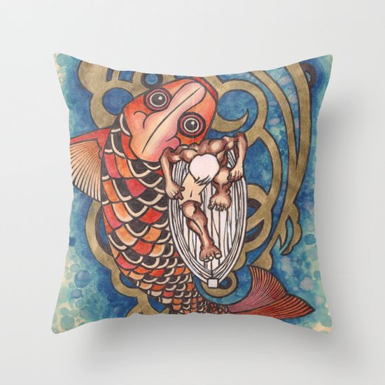 old fisherman Throw Pillow