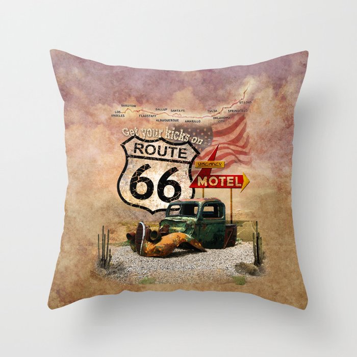 Get your Kicks on Route 66 Throw Pillow