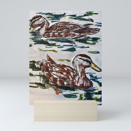 Two Ducks in a Pond Mini Art Print