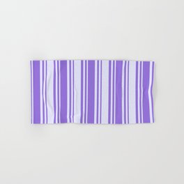 [ Thumbnail: Purple and Lavender Colored Striped Pattern Hand & Bath Towel ]