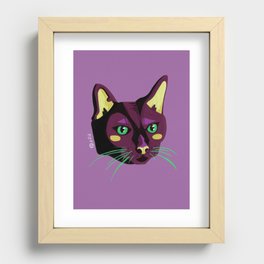 Graphic Cat Head - Purple Palette Recessed Framed Print