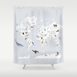 Animal Map of the world Shower Curtain