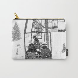 Snow Lift // Ski Chair Lift Colorado Mountains Black and White Snowboarding Vibes Photography Carry-All Pouch