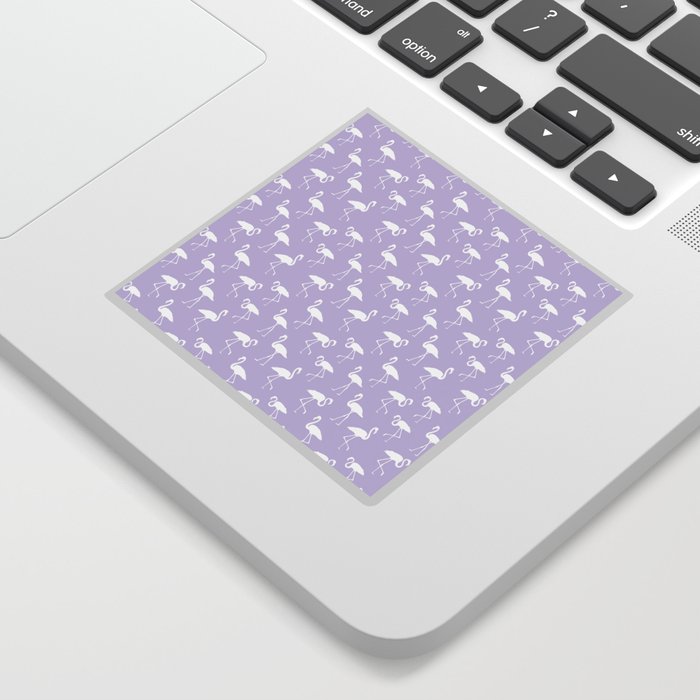 White flamingo silhouettes seamless pattern on lilac background Sticker