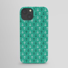White and green anchors iPhone Case