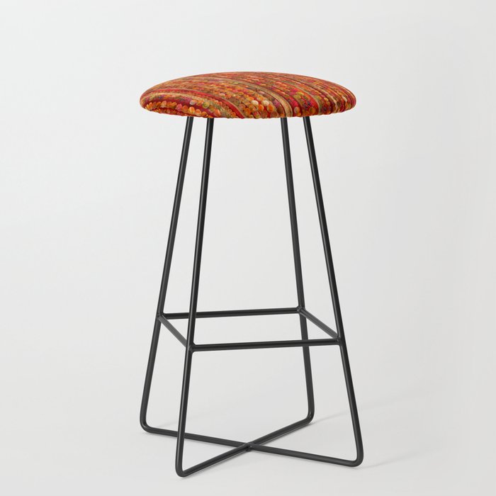 Red Gemstone Beads and Stripes  Bar Stool