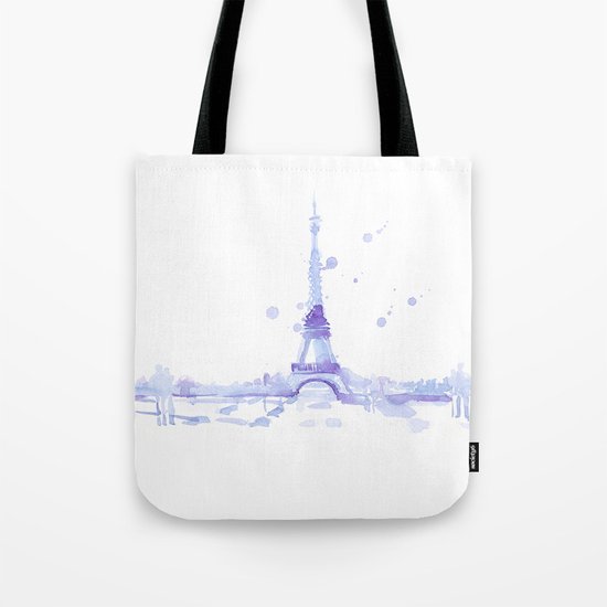 Watercolor landscape illustration_Eiffel Tower Tote Bag