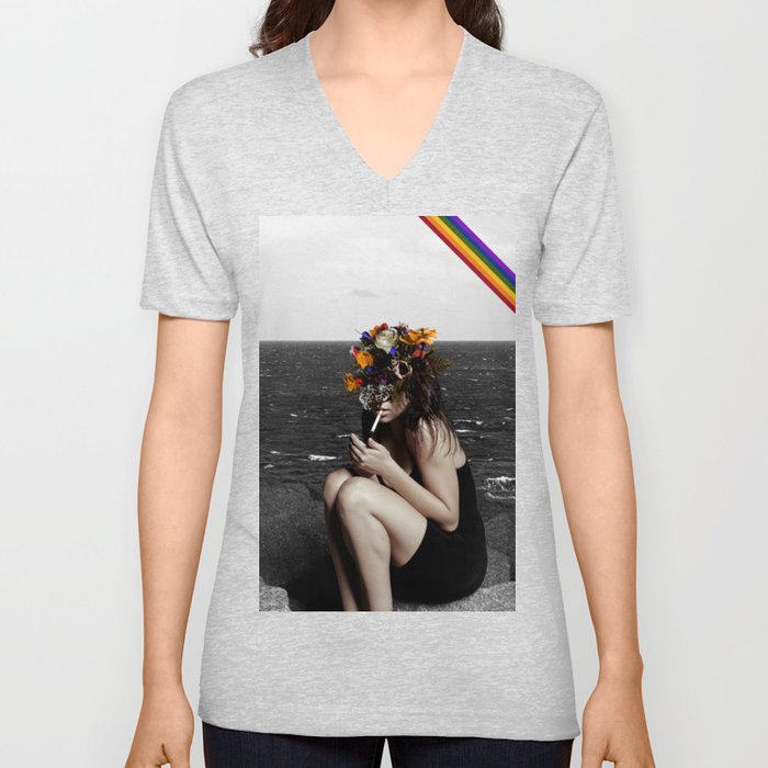The flower girl On The black sea V Neck T Shirt