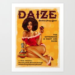 "Daize Bordeaux Cherry Liquer" Vintage Pinup Girl Alcohol Ad. Poster Wall Art Art Print