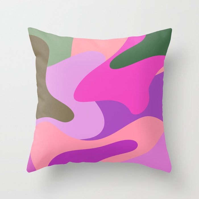 Rainbow Paint Splashes - bold pinks purple green Throw Pillow