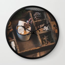 Plate of delicacies Wall Clock | Plateau, Drink, Hotchocolate, Food, Star, Winter, Wood, Season, Biscuit, Cake 