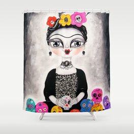 Frida day of the dead Shower Curtain