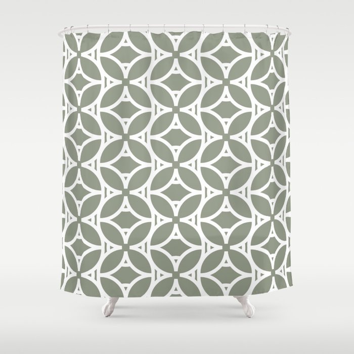 Green & White Tessellation Line Pattern 37 - Dutch Boy 2022 Color of the Year Cypress Garden 424-4DB Shower Curtain