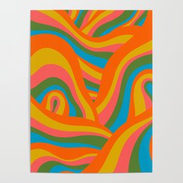 Retro 70s Psychedelic Abstract Pattern Poster