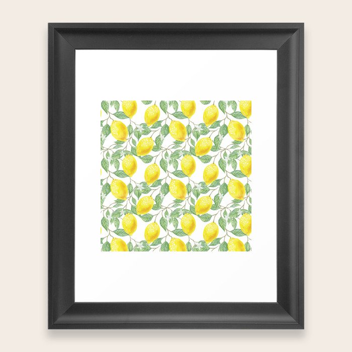 Lemons pattern  Framed Art Print