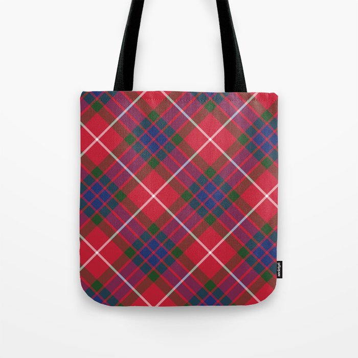 Fraser Clan Scottish Tartan Diagonal Plaid Family Red Tote Bag