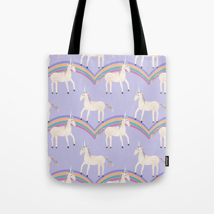 Unicorn Pattern on Pastel Purple Tote Bag