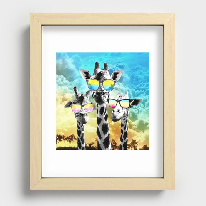 Crazy Cool Giraffe Recessed Framed Print
