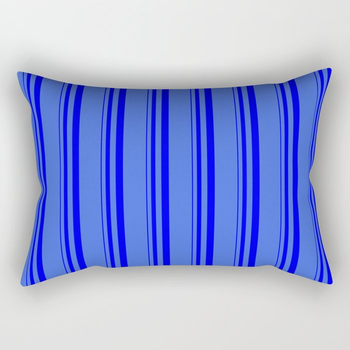 Blue and Royal Blue Colored Stripes Pattern Rectangular Pillow