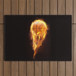 Basketball on fire. Basketball lovers gift. Outdoor Rug