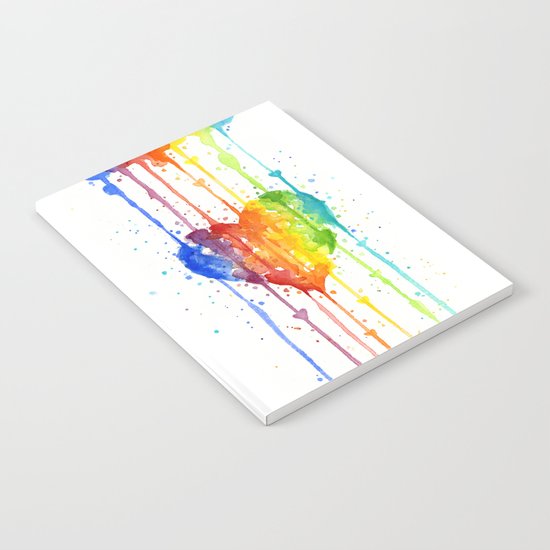 Heart Rainbow Watercolor Love Wins Colorful Splatters Notebook