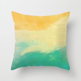 Painted Dream Mist over the sand and see in yellow, orange and turquoise Throw Pillow