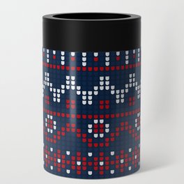 Christmas Pattern Knitted Stitch Dark Blue Can Cooler