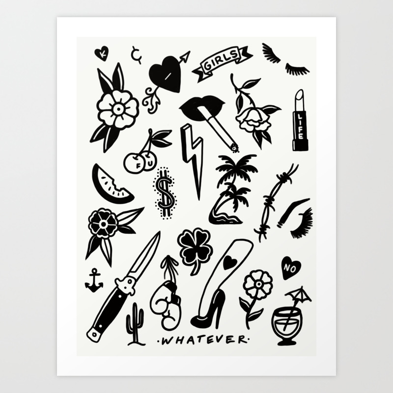 Tattoo Print Art Print By Goldchainarts Society6