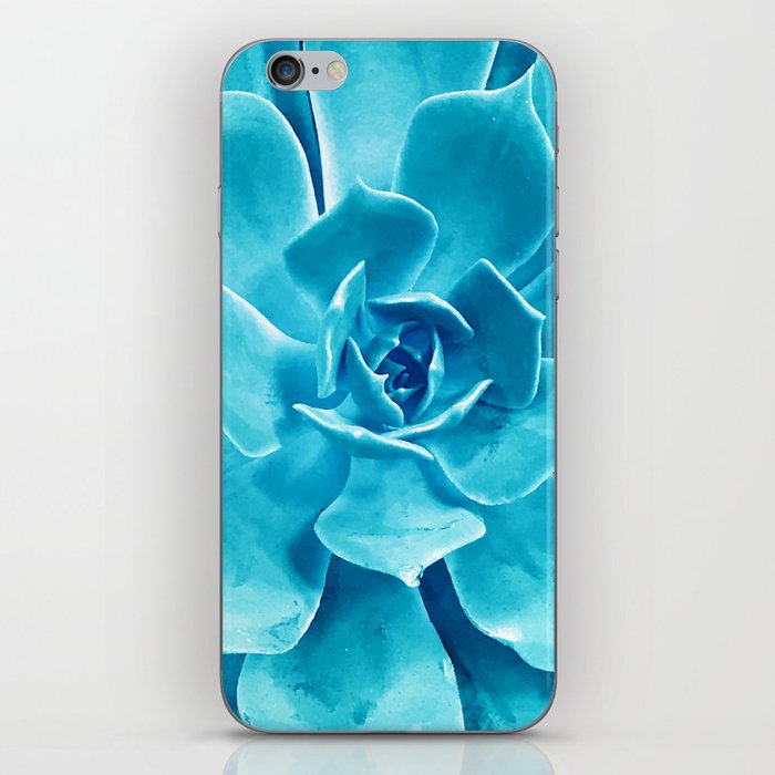 Blue And Aqua-Colored Succulent Art Exquisite Close-Up iPhone Skin
