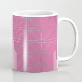 Triangles Metallic Silver and Pink Pattern Coffee Mug