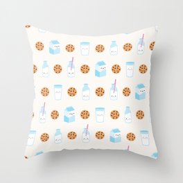 Milk and Cookies Pattern on Cream Throw Pillow