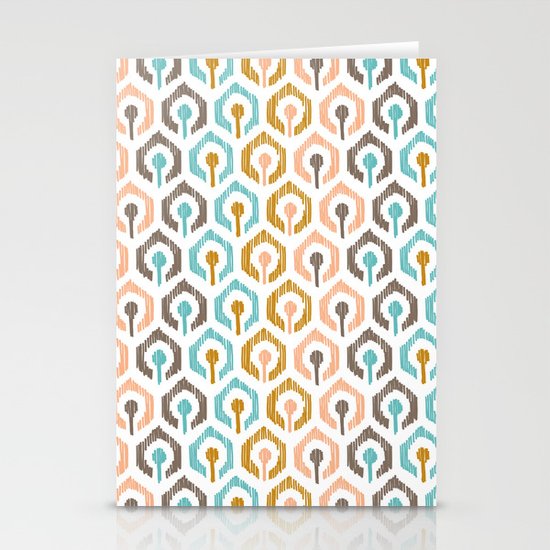 Honeycomb IKAT - Ivory Stationery Cards