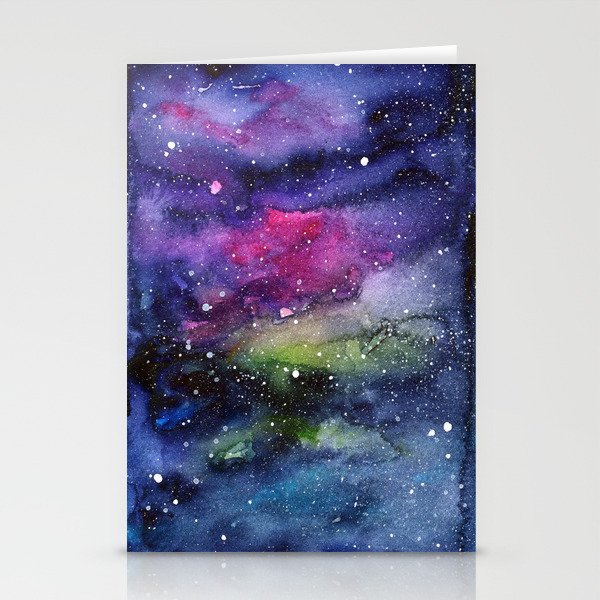 Galaxy Watercolor Night Sky Painting Nebula Art Stationery Cards