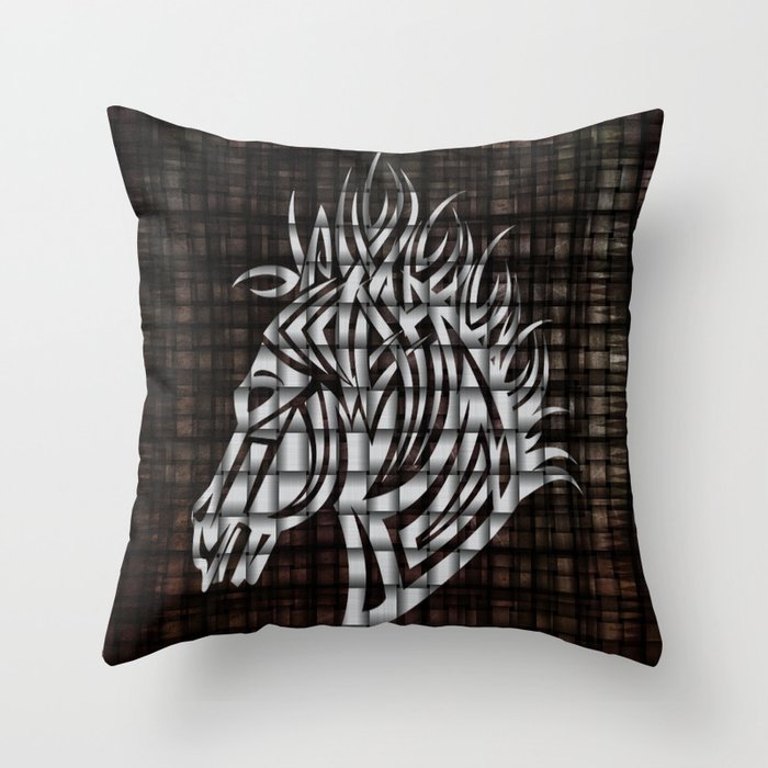 Industrial Stylized Horse Head Throw Pillow