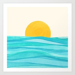 Ocean View Colorful Landscape Art Print